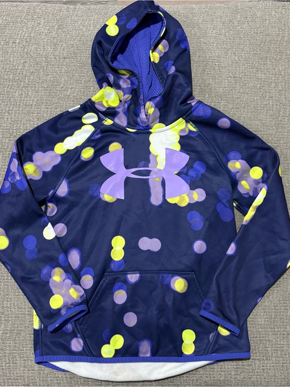 Under Armour Girls Hoodie Size 6 8 Purple Blue Pullover Sweatshirt ColdGear